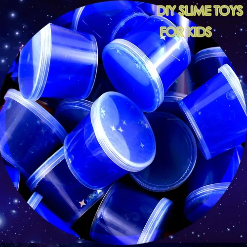Miniatura 6 de 24 paquetes de slime azul de la galaxia estrellada, recuerdo de fiesta para niños, niñas y niños, antiadherente, alivio del estrés y la ansiedad
