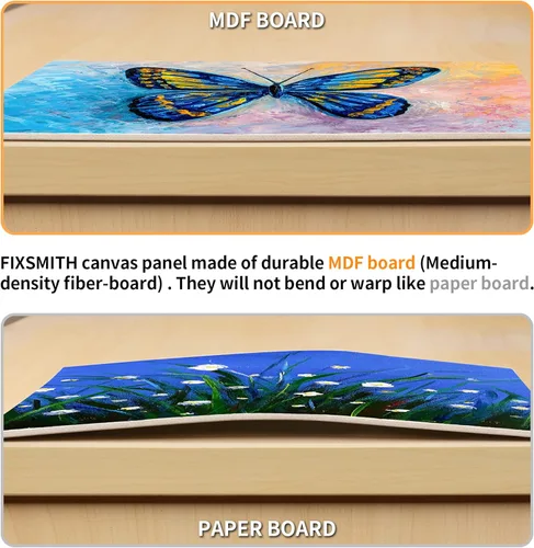 Miniatura 4 de FIXSMITH Tableros de lienzo para pintar de 9 x 12 pulgadas, paquete de 14 lienzos de pintura de gran valor, paneles de lienzo blanco en blanco, 100%