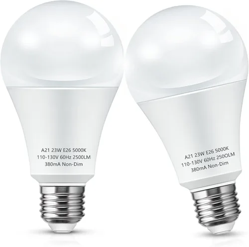 LOHAS Bombilla LED Blanca Super Brillante, A21 23W (equivalente a 150-200 vatios), 2500 Lúmenes Altos, 5000K Blanco Luz de Día, bombillas de garaje,