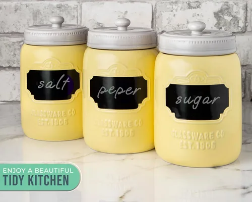 Miniatura 5 de Comfify Mason Jar - Juego de 3 recipientes de cerámica para cocina, juego de 3 recipientes de almacenamiento decorativos con tapas herméticas