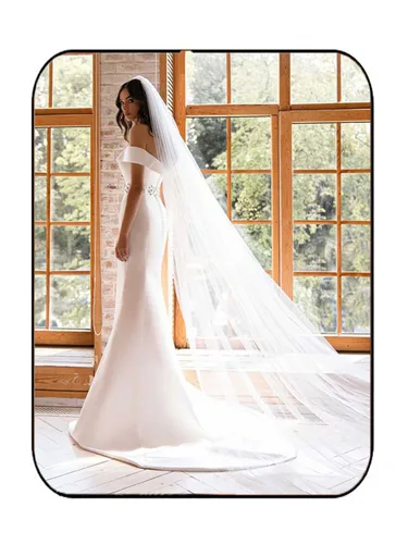 Unsutuo Velo de novia de 1 nivel, velo catedral, velo de tul con peine para mujeres y niñas, 59" W,118"L Marfil