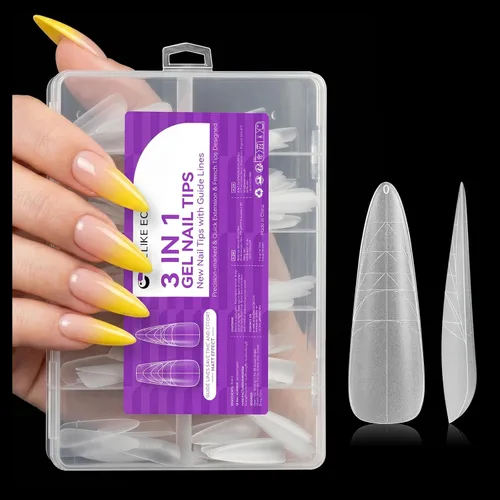 Miniatura 17 de Gelike EC Kit de 240 Puntas de Uñas de Gel Suave - Extensiones de Uñas Completas con Cobertura Transparente - Puntas de Uñas Postizas de Gel