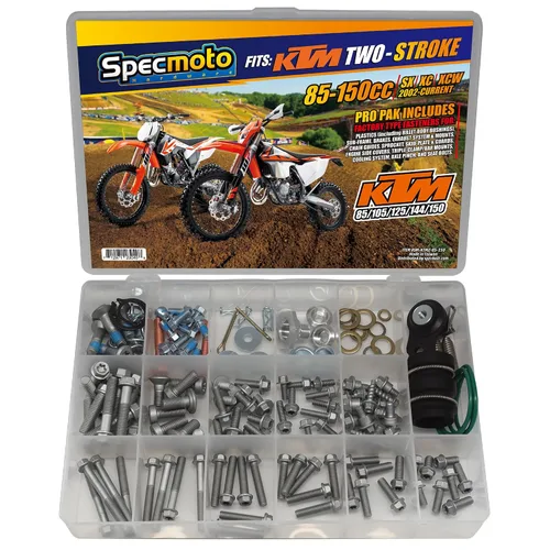 Specmoto KTM Kit de pernos específicos de dos tiempos. Compatible con: KTM 85 105 125 144 150 SX XC y XCW Serie Modelo de Dos Tiempos Motocicleta