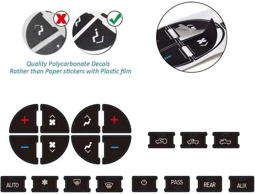 Miniatura 5 de AC Dash Accents - Kit de reparación de calcomanías de botón para fijar botones de control de aire acondicionado desteñidos arruinados – Repuesto