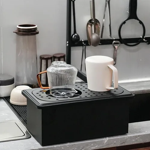 Miniatura 6 de Enjuagadora de jarra de acero inoxidable para fregadero de cocina automático de vidrio para hotel, bar, café, taza de té con leche, color negro