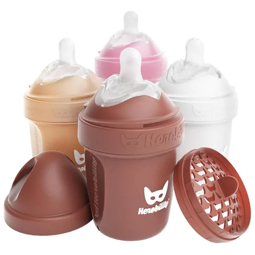 Miniatura 13 de Herobility - Biberones dobles anticólicos para bebé – 240 ml/8.5 fl oz – paquete de 3 – Melocotón A7) Melocotón