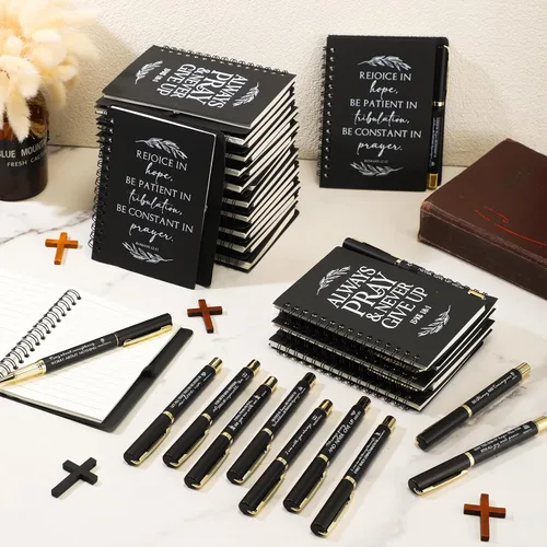 Miniatura 4 de Kosiz Juego de 60 unidades/30 regalos cristianos a granel incluye cuaderno en espiral y bolígrafo con versículo bíblico, bolígrafo de oración
