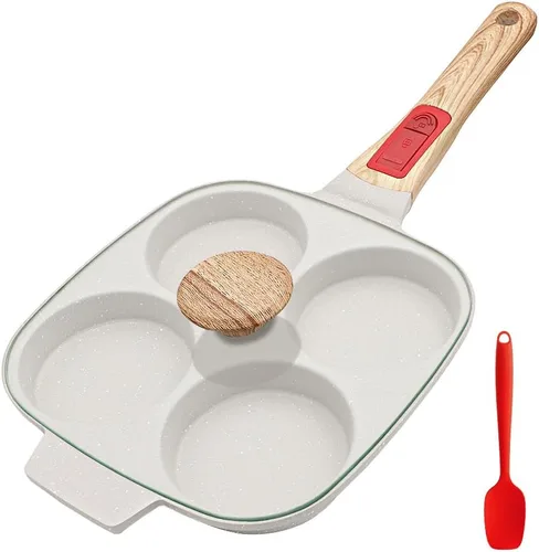 Miniatura 8 de RANX INGST Sartén para huevos de inducción, sartén antiadherente para panqueques de 4 tazas con mango desmontable, sartén para hamburguesas, sartén