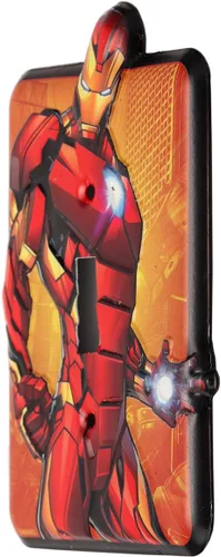 Miniatura 2 de Marvel Iron Man - Placa de interruptor de luz de metal en relieve, decoración de placa de interruptor de Iron Man para dormitorio o cueva de hombre
