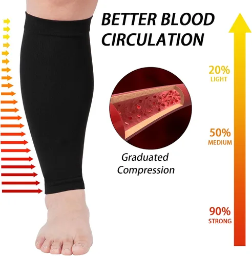 Miniatura 3 de Mangas de compresión para piernas de talla grande para mujeres y hombres, 15-20mmHg pantorrilla ancha hasta la rodilla mangas de pierna alta