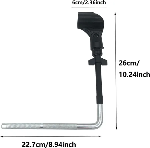 Miniatura 6 de Juego de batería Soporte de montaje para micrófono, abrazadera de montaje en estante de batería con brazo de montaje de micrófono en forma de L Clip