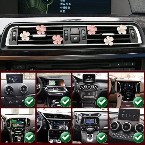 Miniatura 6 de Clips de Ambientadores para Ventilación 6 Piezas Lindos Accesorios de Carro con Flores para Mujeres y Niñas - Rosa y Blanco Decoraciones Estéticas