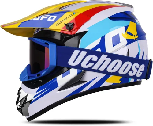 Miniatura 10 de Casco de motocross para niños, casco ATV juvenil aprobado por DOT, para 4 ruedas, motocross, BMX, MX, UTV, Go Kart, carreras, béisbol, incluye gafas