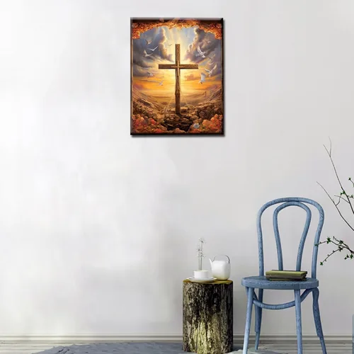 Miniatura 4 de Pintura al óleo de Jesús Dios por números para adultos, pintura al óleo religiosa, arte acrílico, arte de león, lienzo con pintura acrílica, cita