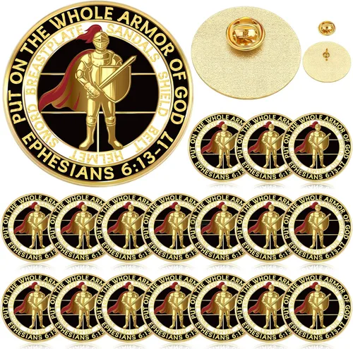 Therwen 16 broches religiosos de oro de 1.18 pulgadas para poner en toda la armadura, broches religiosos cristianos a granel para hombres y mujeres