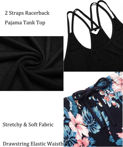Miniatura 5 de Ekouaer - Conjunto de pijama para mujer camiseta sin mangas de espalda cruzada y pantalones cortos
