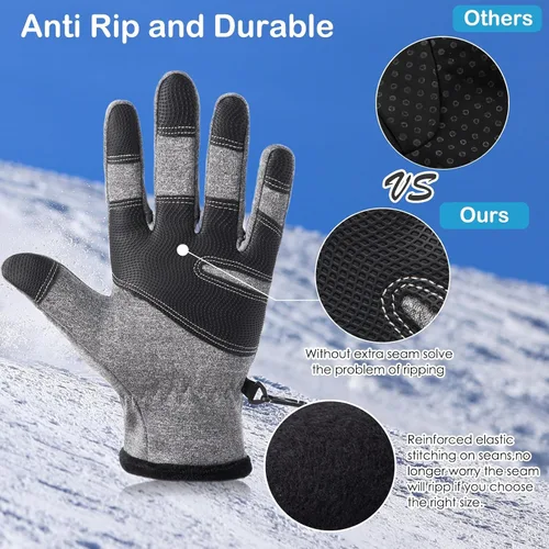 Miniatura 3 de Guantes de invierno cálidos, aptos para pantalla táctil, para clima frío, guantes de conducción, resistentes al viento, antideslizantes, guantes