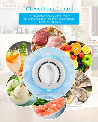 Miniatura 7 de Congelador de cofre de 7.0 pies cúbicos, congelador profundo blanco con cestas extraíbles, congelador compacto de pie con puerta superior abierta