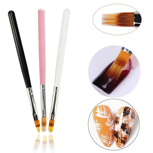 Miniatura 2 de 6pcs Ombre Nail Brush Nail Paint Pen para línea de encaje degradado Color Ombre cepillo para uñas de gel, pinceles de arte de uñas de madera, Ombre