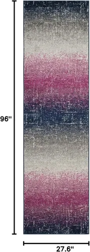 Miniatura 2 de SAFAVIEH Madison Collection - Alfombra de pasillo, 2 pies 3 pulgadas x 8 pies, color fucsia y azul marino, diseño de rayas bohemio, no desprende