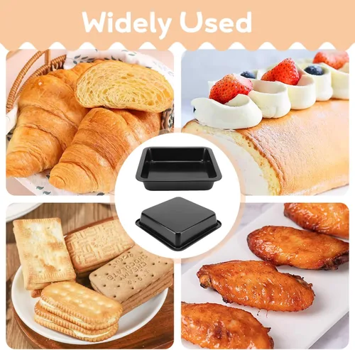 Miniatura 6 de Tissting 2 moldes rectangulares para tartas de 8.9 x 8.9 x 1.8 pulgadas (8.9 x 8.9 x 1.8 in), antiadherentes para pasteles, brownies, lasaña