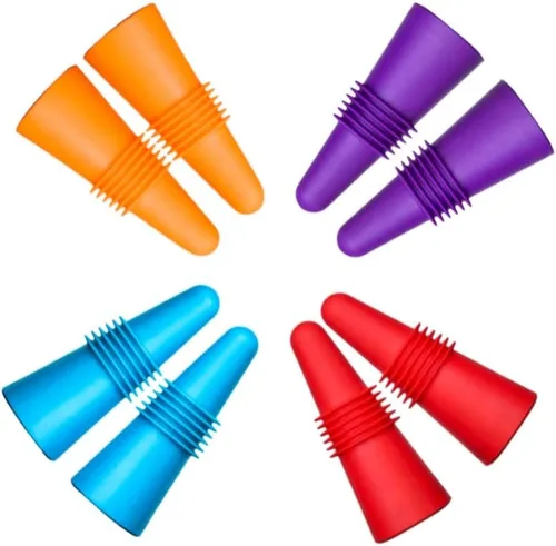 8 tapones de vino, sellador de botellas de silicona reutilizable de repuesto con agarre superior para corcho para mantener el vino fresco, rojo,