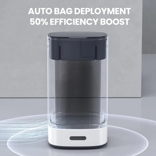 Miniatura 4 de ELPHECO Cubo de basura automático de acero inoxidable con sensor de 4 galones, cubo de basura autosellante, cubo de basura de 15 litros, cubo