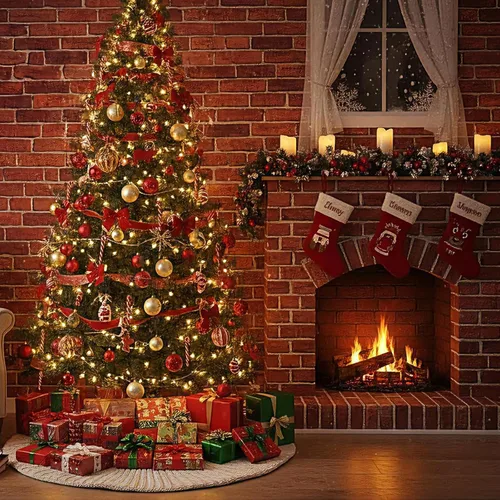 Miniatura 4 de VitalCozy Fondo de pared de ladrillo de Navidad de 4 x 30 pies, decoración de chimenea de ladrillo sintético, fondo de fotografía para baby shower
