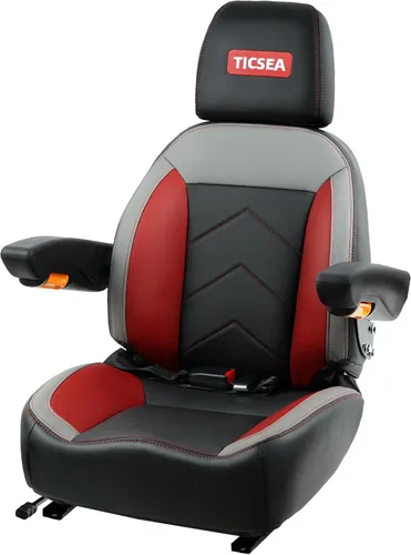 Miniatura 8 de Asiento Universal de Tractor, Asiento de Carretilla Elevadora con Cinturón de Seguridad y Respaldo Ajustable, Reposacabezas, Reposabrazos