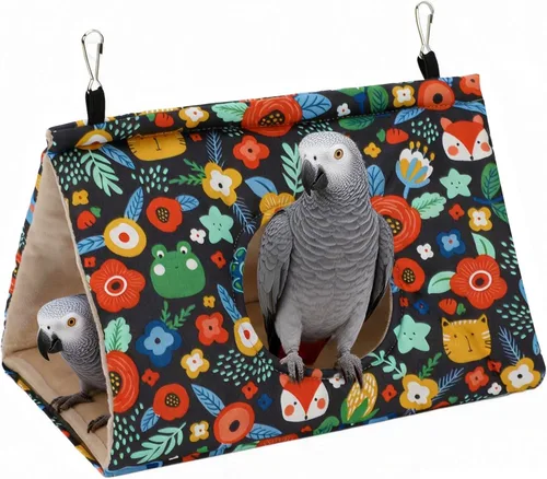Miniatura 14 de Rypet Casa de nido de pájaros cálida para invierno, hamaca colgante de terciopelo, jaula de felpa mullida para pájaros escondidos, cama para dormir