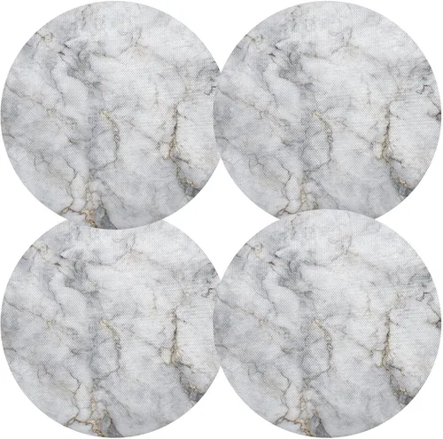 Miniatura 3 de Marble White Golden Print Placemats Set of 6 Washable Round Placemats for Dining Table Place Mats for Kitchen Heat Resistant Placemat for Kitchen
