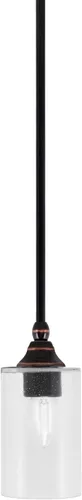 Miniatura 44 de Toltec Lighting Tallo Colgado Mini colgante, acabado de cobre negro, 3.5" cuadrado humo burbuja vidrio