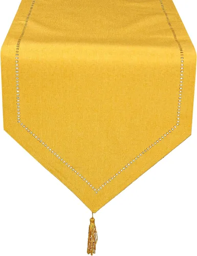 Miniatura 2 de Melrose - Camino de mesa con punto vainica de fácil cuidado, de 16 x 72 pulgadas, color dorado