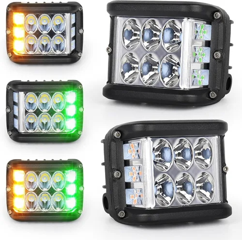 Miniatura 12 de Luces Pod Laterales Direccionales de 4 Pulgadas, Luces LED Estroboscópicas Azules de Cubo de Doble Cara para Granja, Tractor, Arado, Camión, Barco
