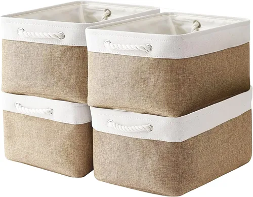 Miniatura 46 de Cesta de organización y almacenamiento para estantes - Paquete pequeño de 6 cestas de almacenamiento de tela plegables para organizar con asa