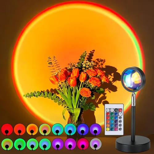 Miniatura 10 de Balkwan Lámpara de Proyección de Puesta de Sol con Rotación LED Romántica Moderna Soporte de Pie Luz Nocturna con USB para Sala de Estar Dormitorio