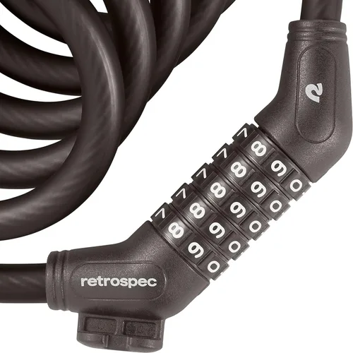 Miniatura 4 de Retrospec Grizzly Plus - Candado de combinación para bicicleta, resistente antirrobo con combo personalizado de 5 dígitos, cable resistente a cortes