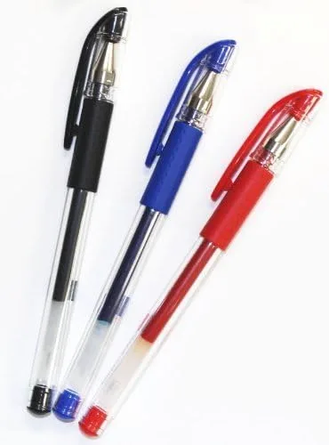 Uni-ball signo Rubber Grip & Stick Bolígrafos de gel retráctiles Ultra Micro Point -0.015 in-negro.azul.rojo. Juego de 3 bolígrafos de tinta