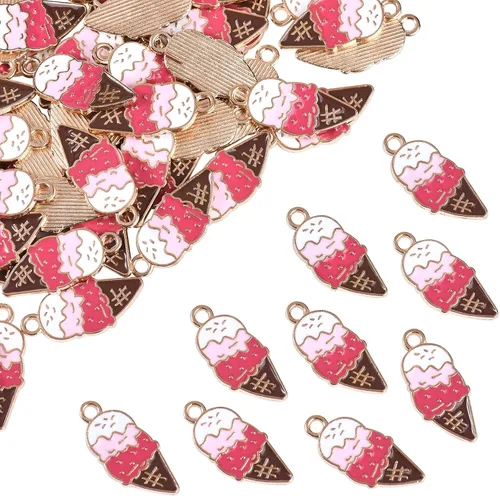 Miniatura 20 de Encantos de esmalte de postre de comida de caramelo piruleta, Metal