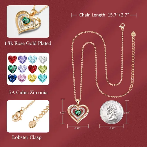 Miniatura 4 de Birthstone Jewelry Necklace for Women on Birthday Anniversary Presents for Wife Women Necklaces for Valentine's Day, Christmas, Mother's Day