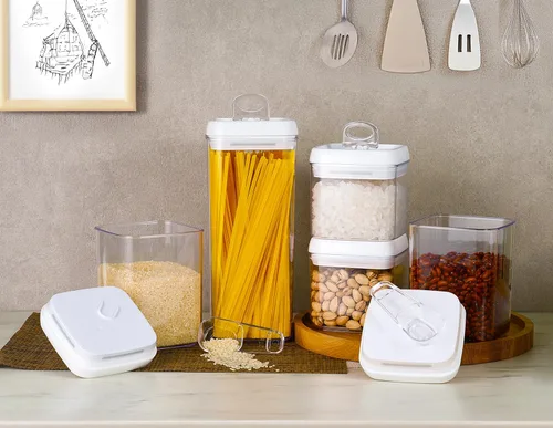 Miniatura 7 de Felli Flip Tite - Contenedor de almacenamiento con cuchara integrada y tapa hermética de 5 pulgadas, anillo grande y M, recipiente acrílico apilable