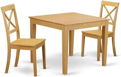 Miniatura 13 de East West Furniture OXBO3-LWH-LC - Juego de mesa de comedor moderno de 3 piezas que contiene una mesa cuadrada de madera y 2 sillas de comedor