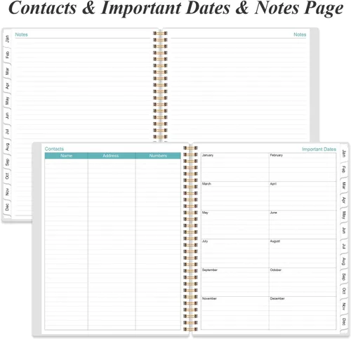 Miniatura 6 de Agenda mensual de 18 meses, julio 2025 a diciembre 2026, dos páginas por mes, agenda de 9 x 11 pulgadas con pestañas, encuadernación fuerte de doble