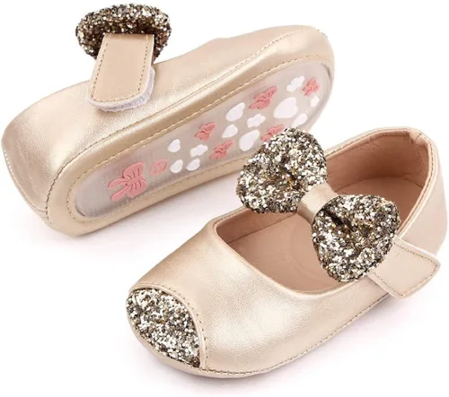 Miniatura 3 de Baby Girls Shoes Mary Jane Flats Shoes Anti-Slip Soft Rubber Sole Toddler First Walkers Princess Dress Shoes