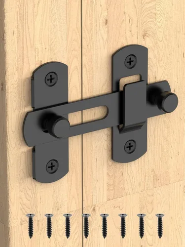 Cerradura de puerta corrediza de granero, pestillos de seguridad de acero inoxidable y cerrojos de perno de puerta para gabinete de vino, baño, Negro
