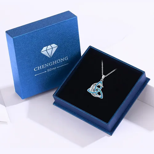 Miniatura 7 de CHENGHONG Collar de luna celta para mujer, plata de ley 925, con nudo celta y piedra lunar, collar irlandés creciente, joyería celta, regalo