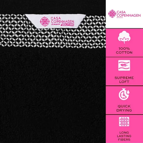 Miniatura 2 de CASA COPENHAGEN Solitaire Juego de 6 toallas - Negro, 600 GSM 2 toallas de baño 2 toallas de mano 2 toallitas, diseñadas en Dinamarca, hechas