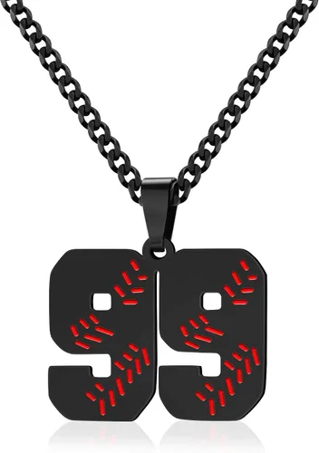 Miniatura 101 de Btysun Collares de béisbol de béisbol número 0-99 dijes de acero inoxidable para hombres, regalos de béisbol, papá, marido, regalo de Navidad