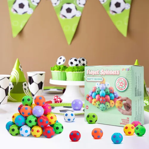 Miniatura 4 de JOYIN - Paquete de 36 juguetes para la ansiedad tipo spinners de fútbol para niños, al por mayor, pelotas antiestrés, rellenos para bolsas