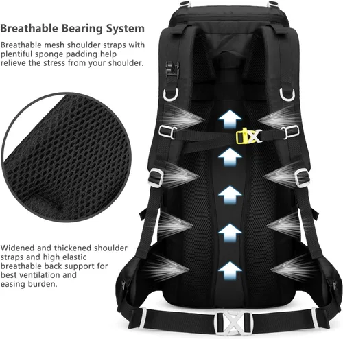 Miniatura 3 de Esup - Mochila de senderismo de 50 l para hombre, mochila de camping con cubierta de lluvia 45l+5l, mochila ligera para senderismo, mochila de viaje